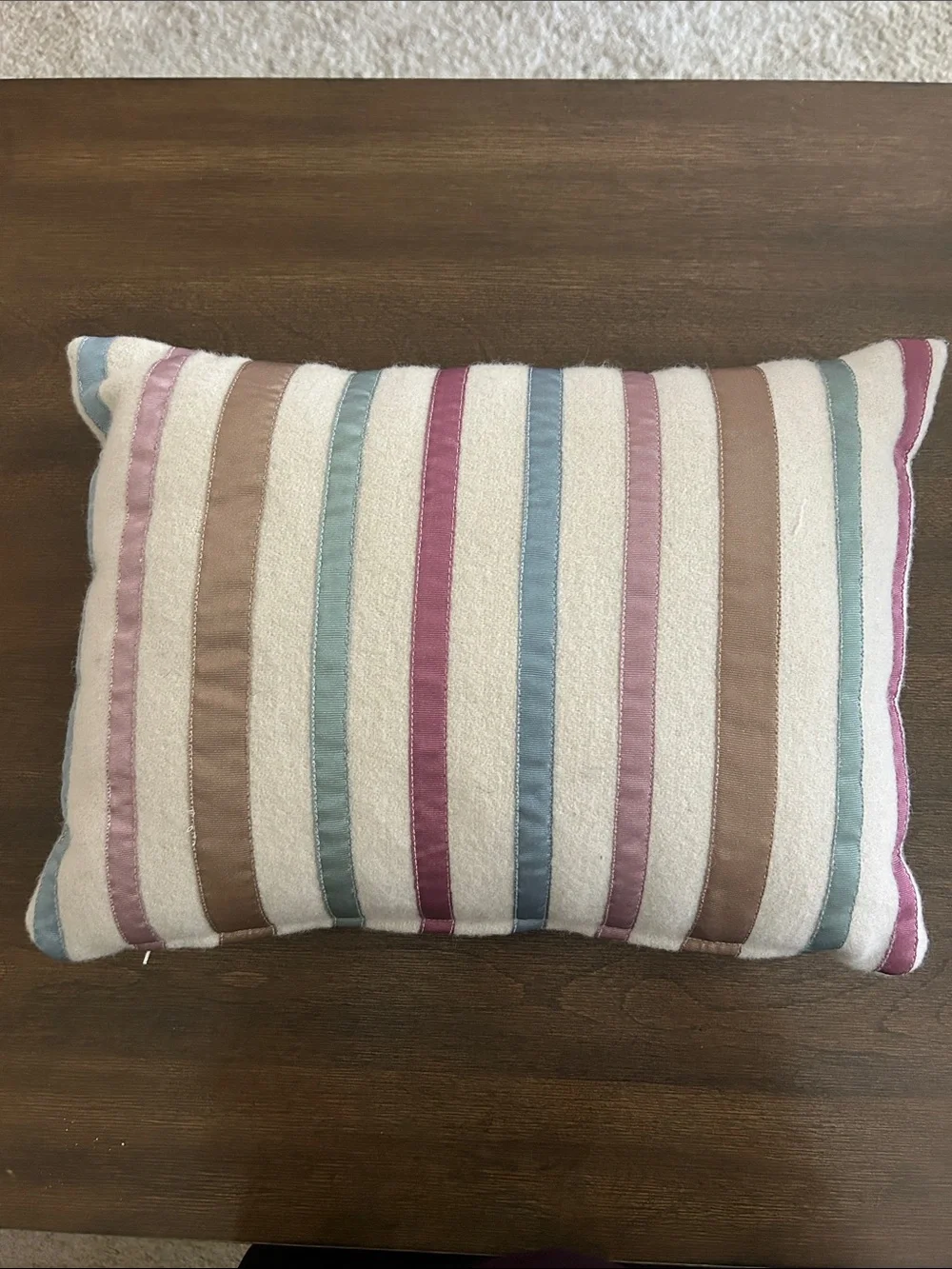 IKEA Striped Accent Pillow in Cream, Blue, Mauve, Taupe
